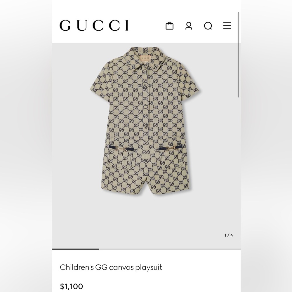 Gucci children’s canvas romper playsuit size 4/5. Brand new/original bag w tags